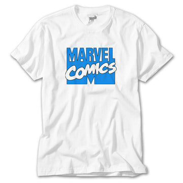 Marvel Comics Blue Logo Beyaz Tişört