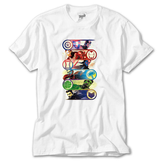 Marvel Heroes Beyaz Tişört
