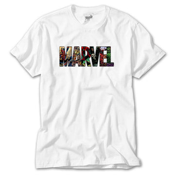 Marvel Heroes in Post 2 Beyaz Tişört