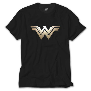 Wonder Woman Metal Logo Siyah Tişört