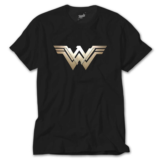 Wonder Woman Metal Logo Siyah Tişört
