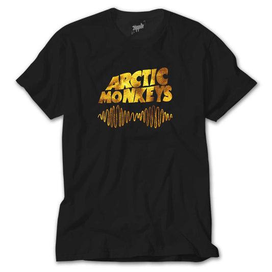 Arctic Monkeys Logo Wave Gold Siyah Tişört