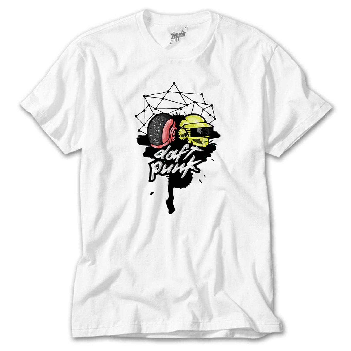 Daft Punk Cartoon Head Beyaz Tişört