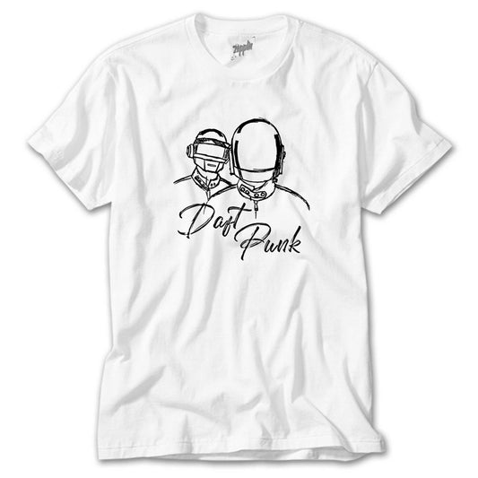 Daft Punk Drawing Beyaz Tişört