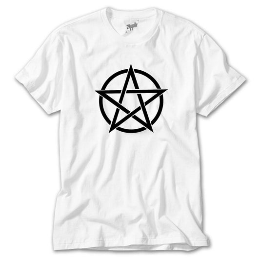Pentagram Black Star Beyaz Tişört