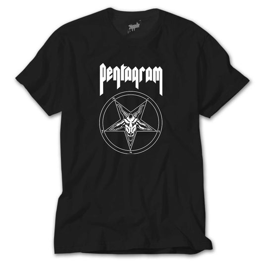 Pentagram Logo and Text 2 Siyah Tişört