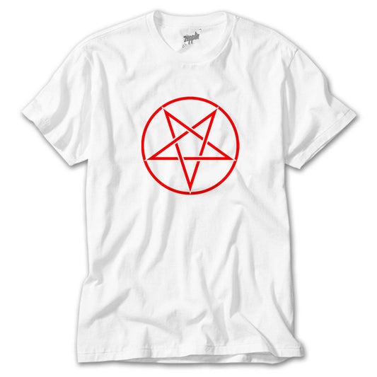 Pentagram Red Star Beyaz Tişört