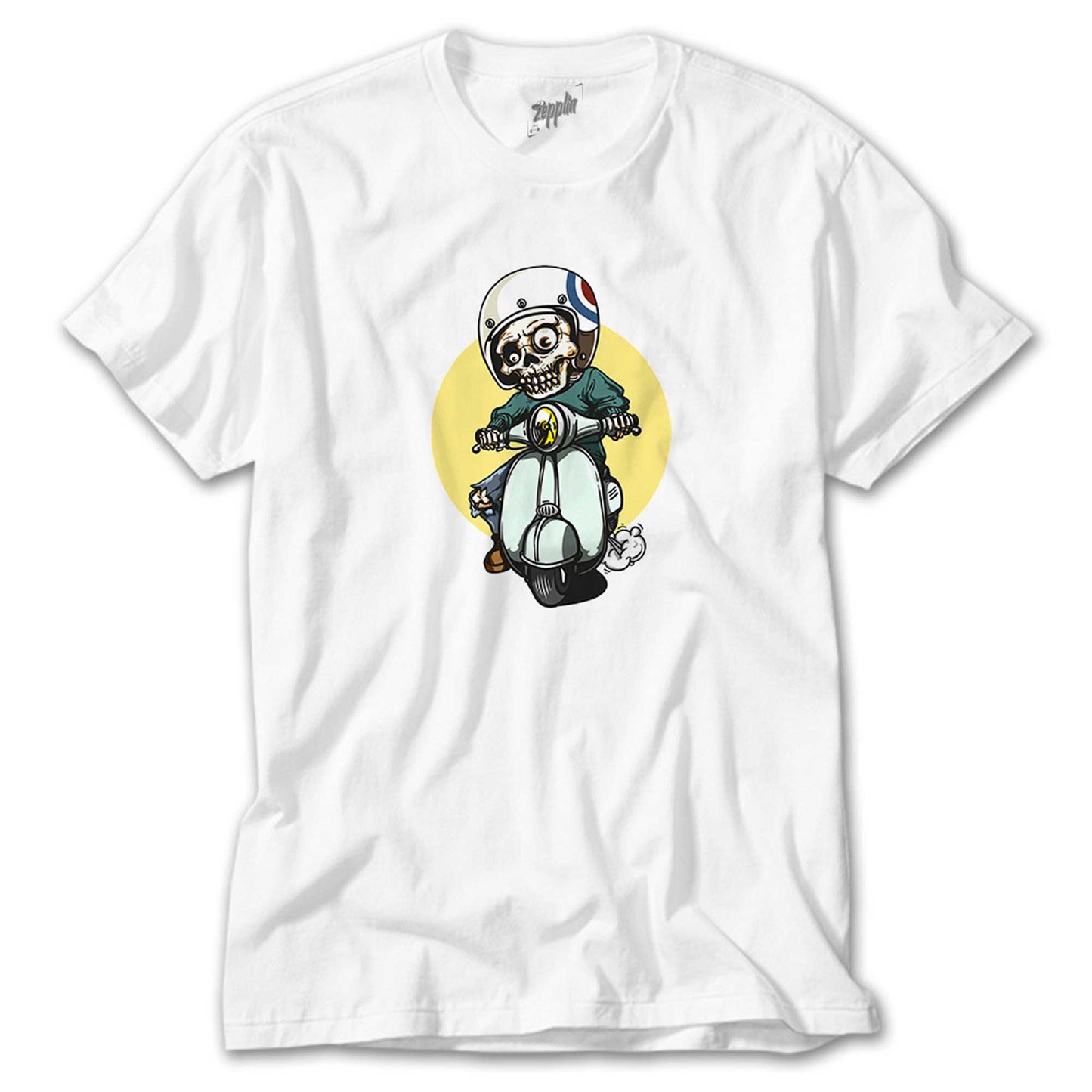 Skull Scooter Rider Beyaz Tişört