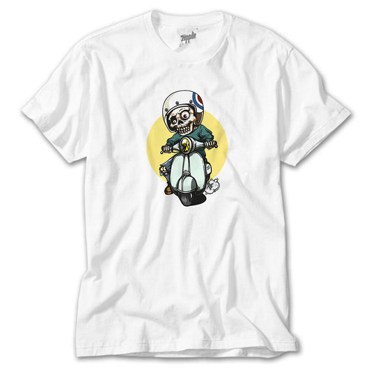 Skull Scooter Rider Beyaz Tişört