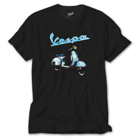 Vespa Vintage Siyah Tişört