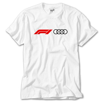 F1 Audi Logo Beyaz Tişört