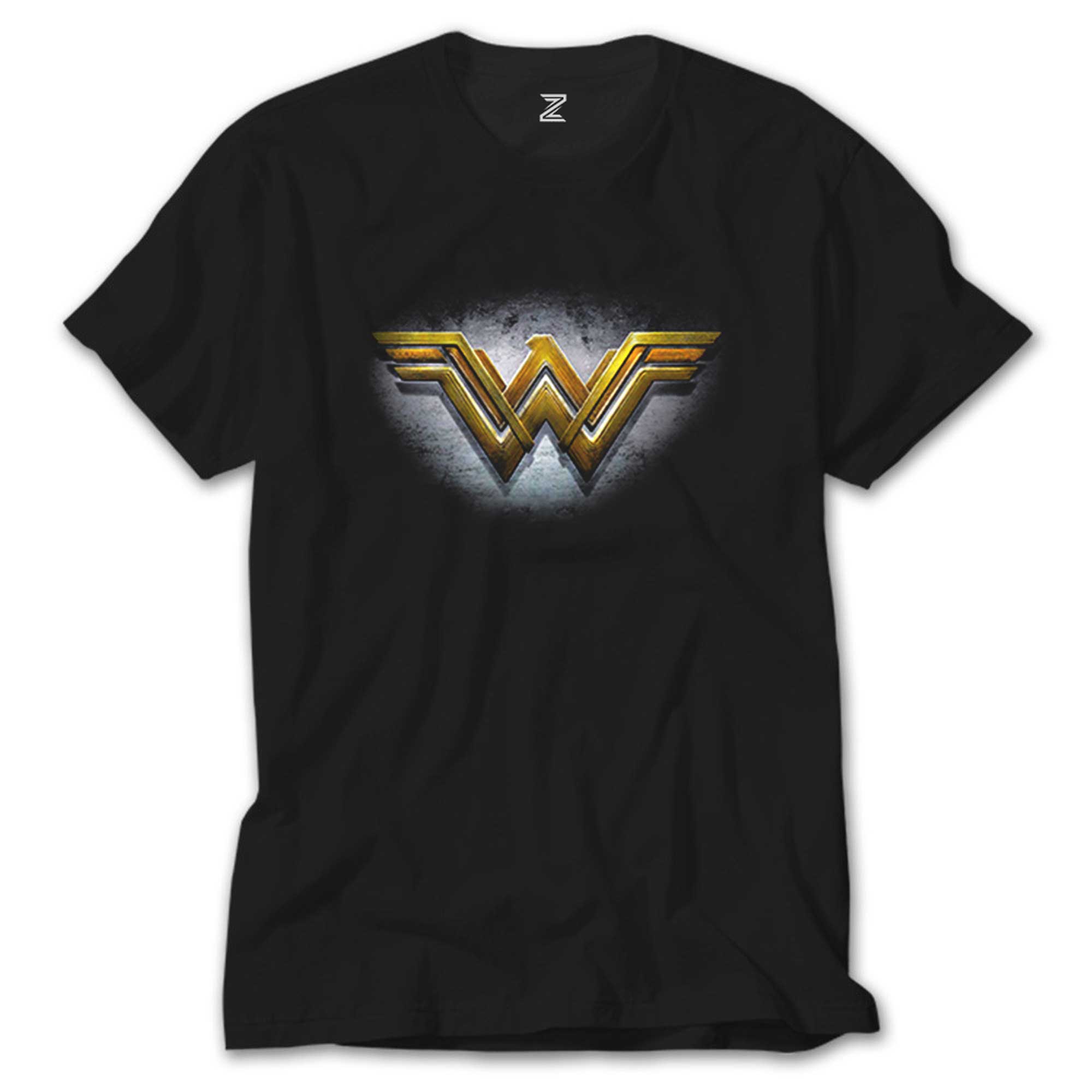 Wonder Woman Gold Logo Siyah Tişört