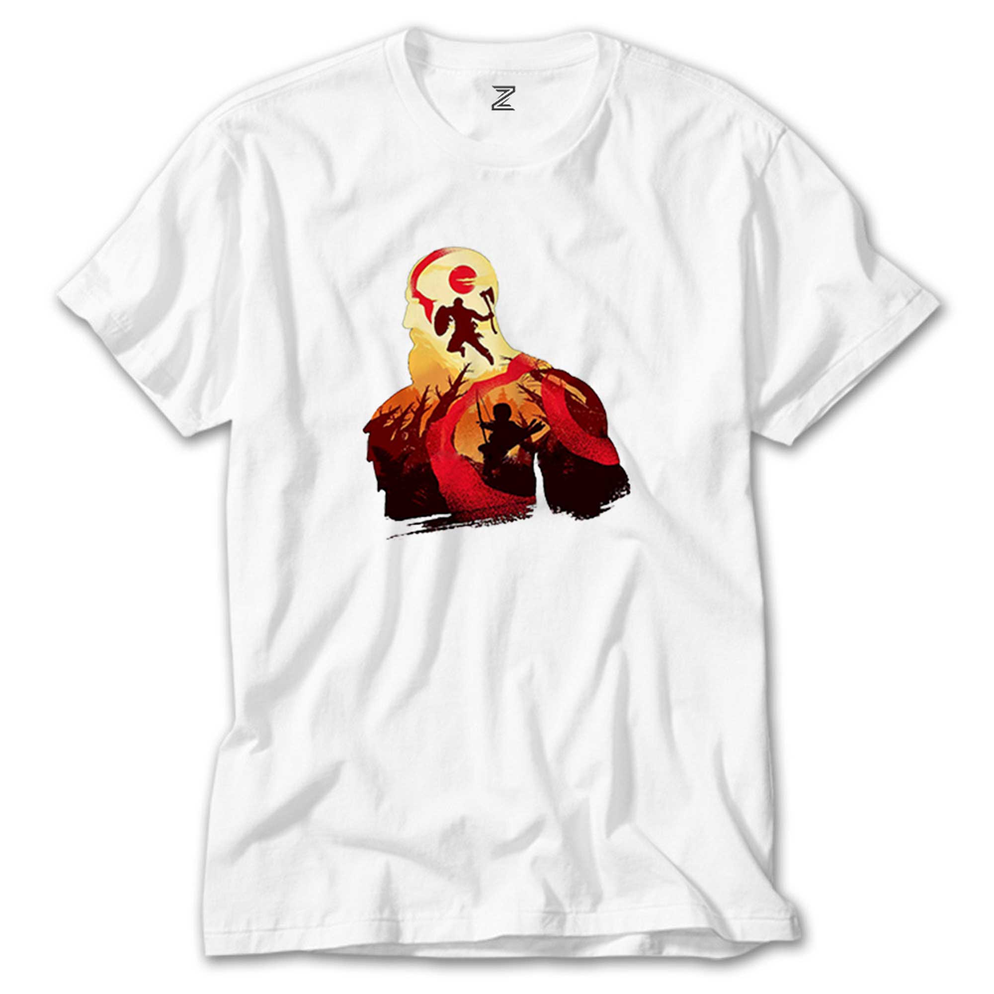 God of War Kratos Siluet Beyaz Tişört