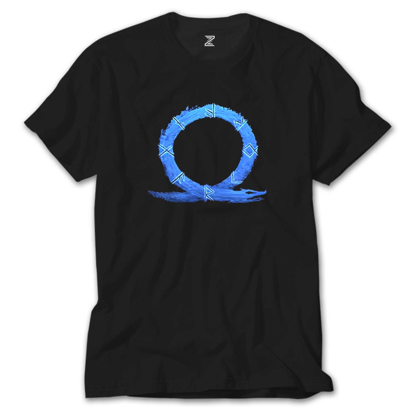 God of War Ragnarok Blue Logo Siyah Tişört