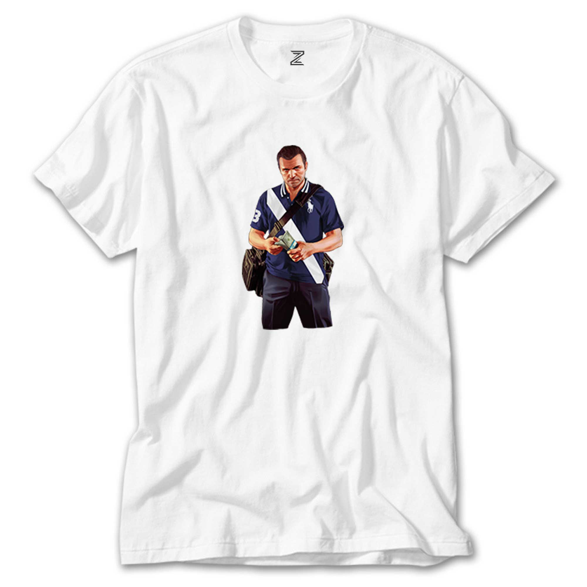 GTA Blue Thief Man Beyaz Tişört