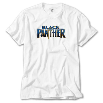 Black Panter Blue Text Beyaz Tişört