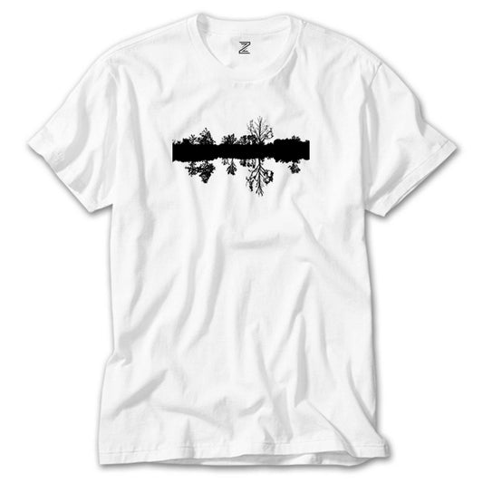 Black Tree Reflection Beyaz Tişört