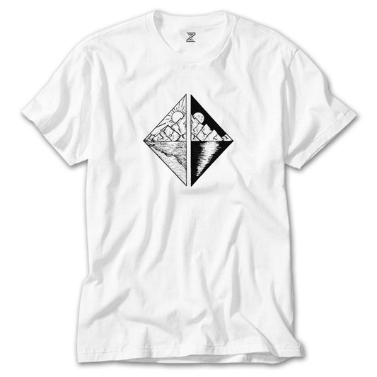 Triangle Mountains Scenery Beyaz Tişört