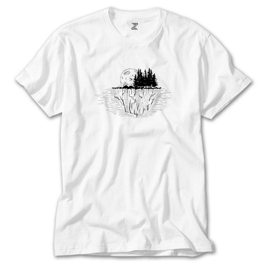 Moon Mountain Landscape Beyaz Tişört