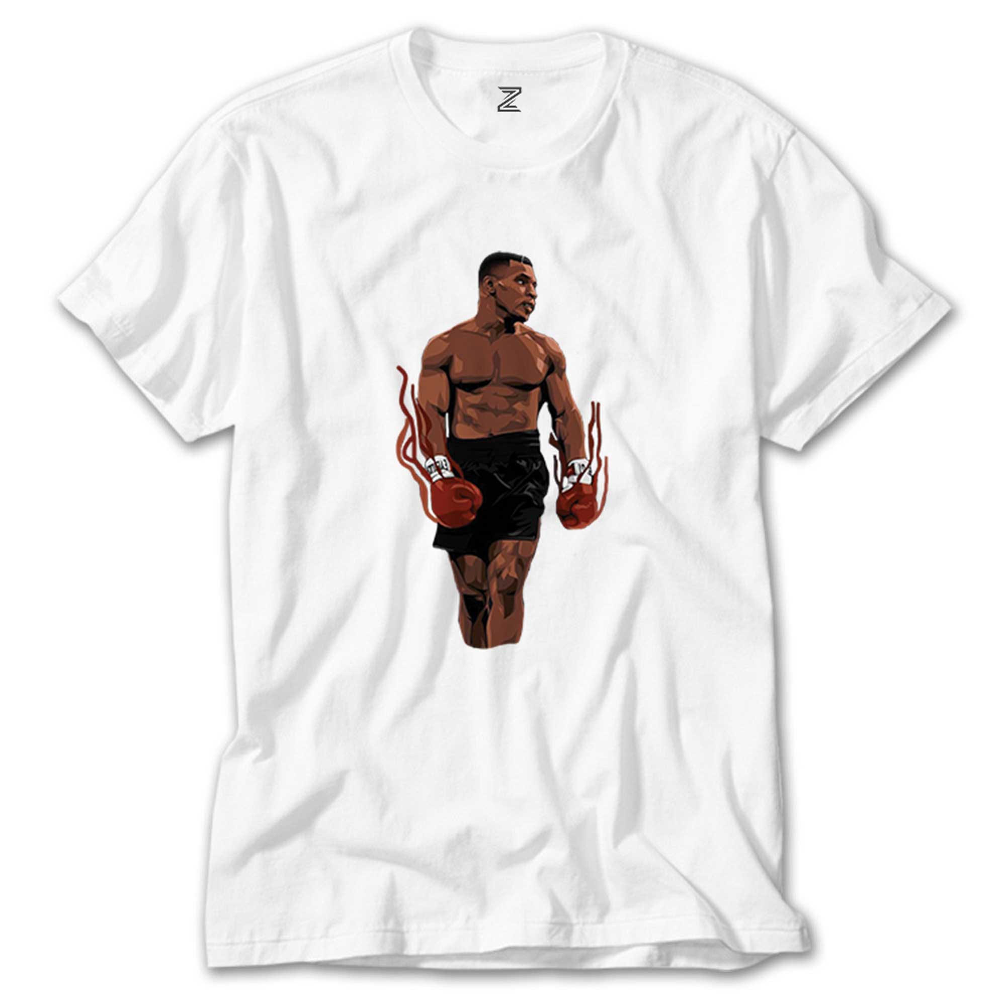 Mike Tyson Fire Boxing Gloves Beyaz Tişört