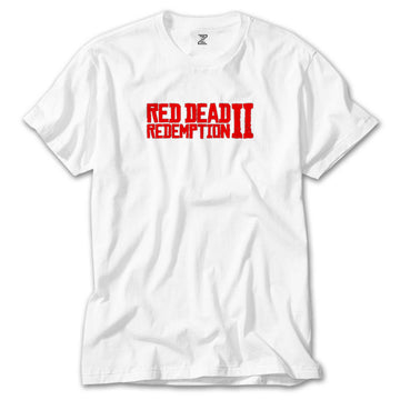 Red Dead Redemption 2 Red Text Beyaz Tişört
