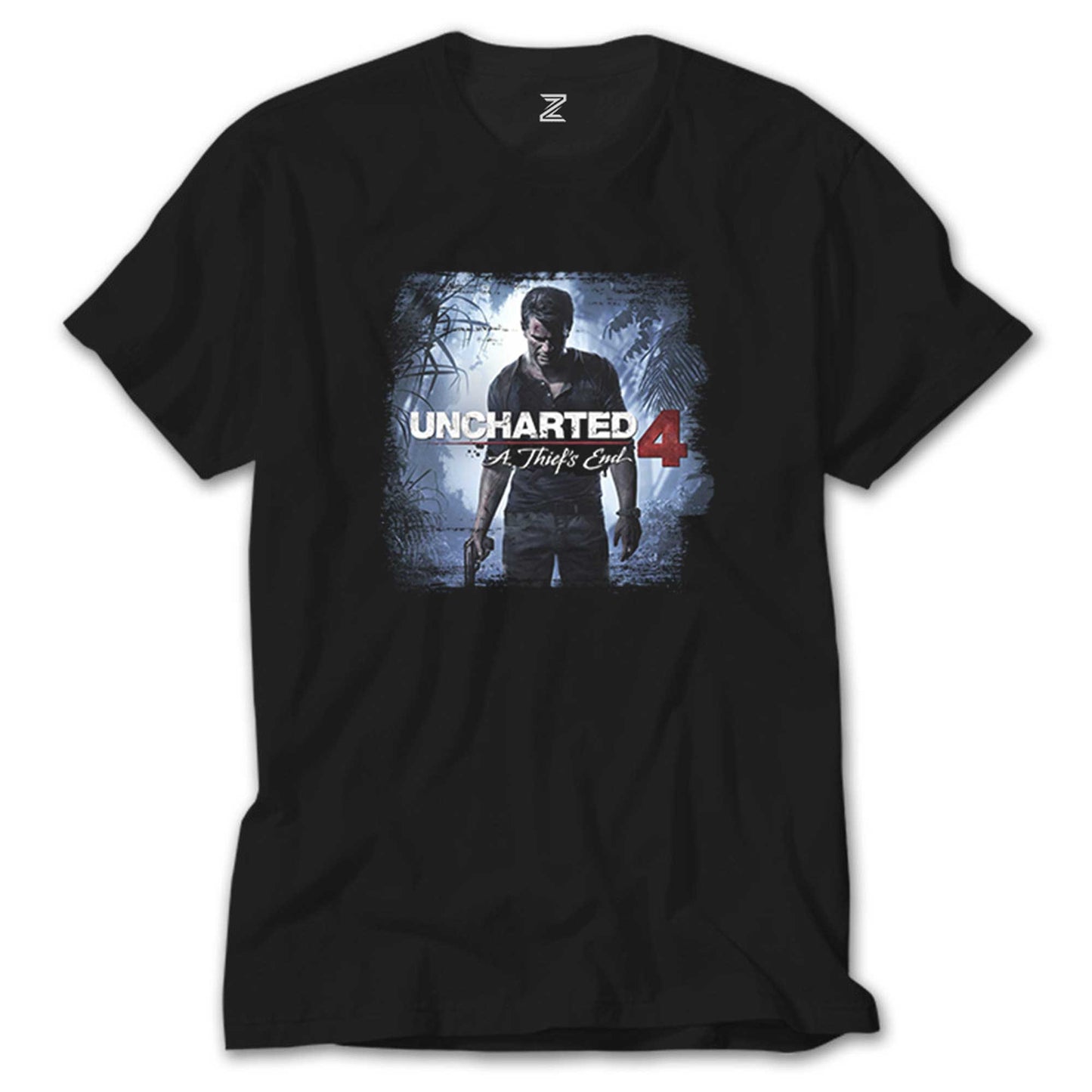 Uncharted 4 Nathan Drake Poster Siyah Tişört