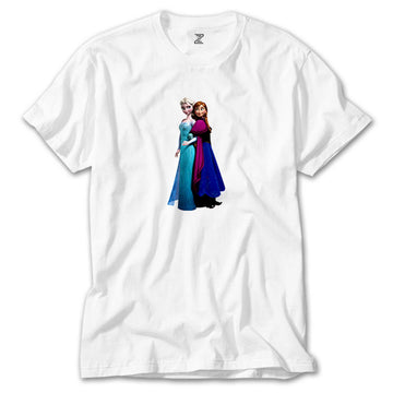 Karlar Ülkesi Elsa ve Anna Beyaz Tişört