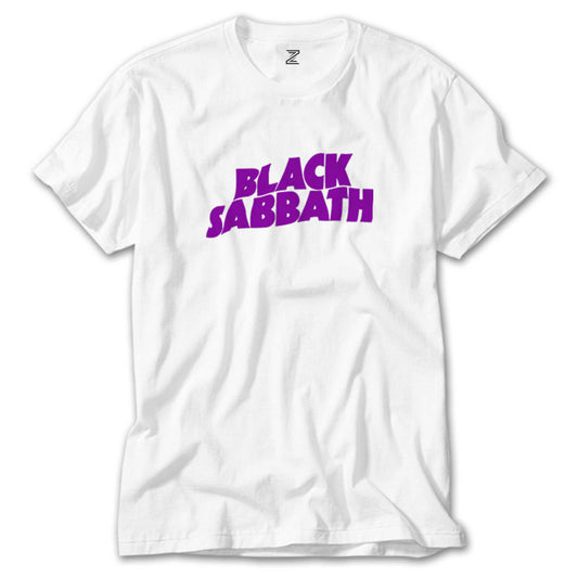 Black Sabbath Purple Yazı Beyaz Tişört