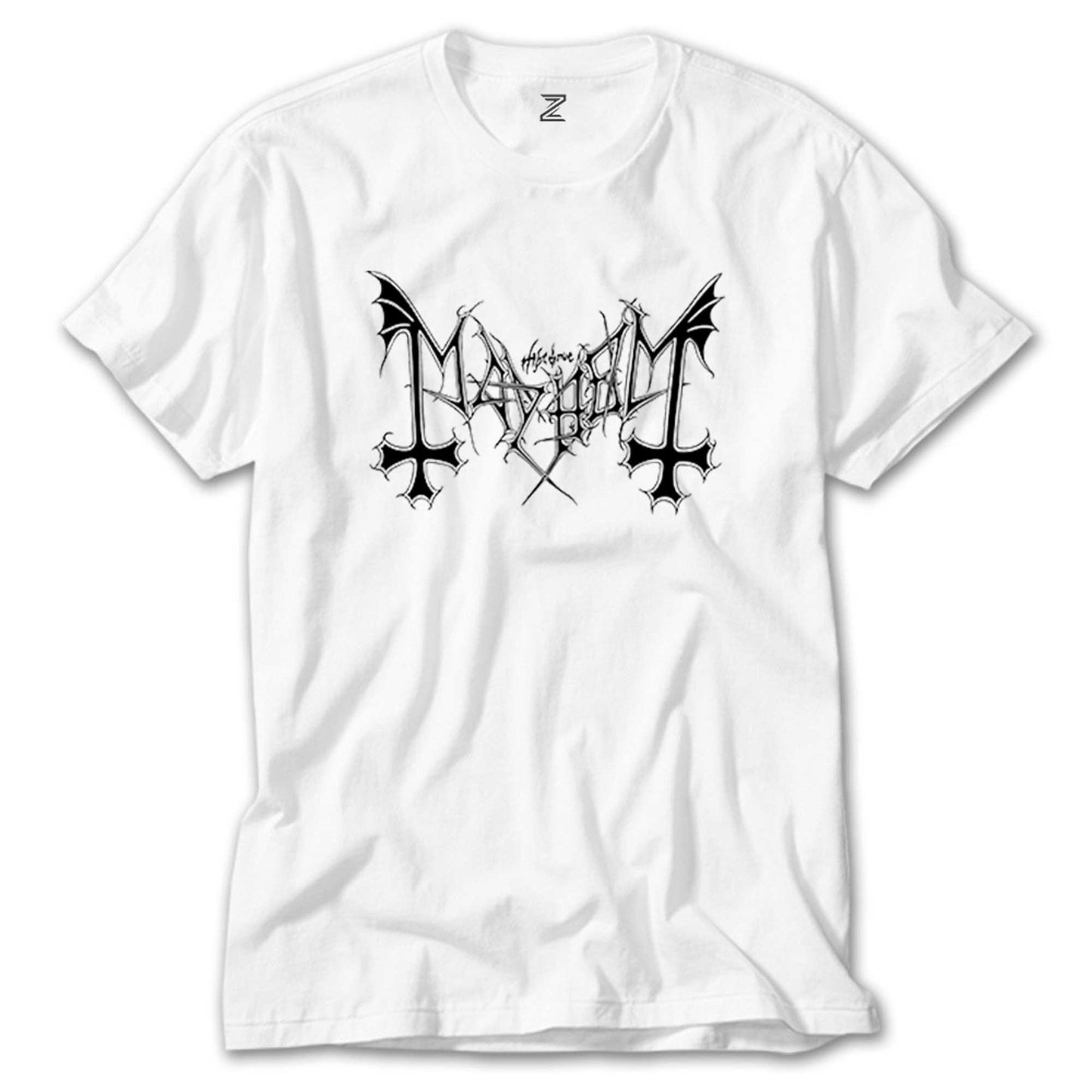 Mayhem Logo Text Beyaz Tişört