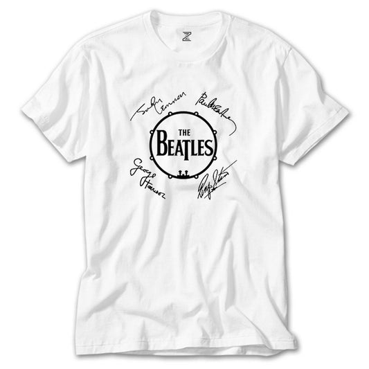 The Beatles Üyelerinin İmzaları Beyaz Tişört