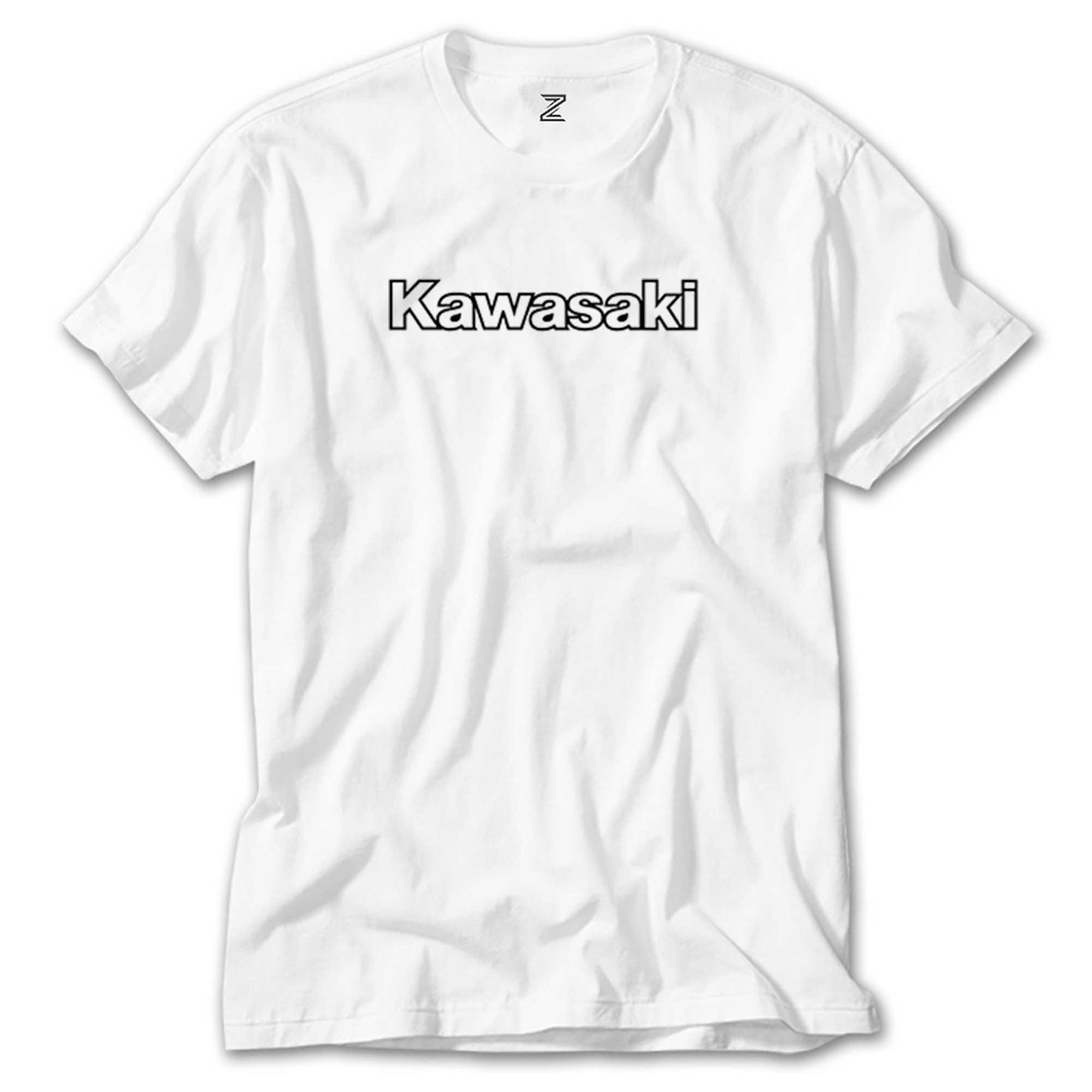 Kawasaki Text Black Logo Beyaz Tişört