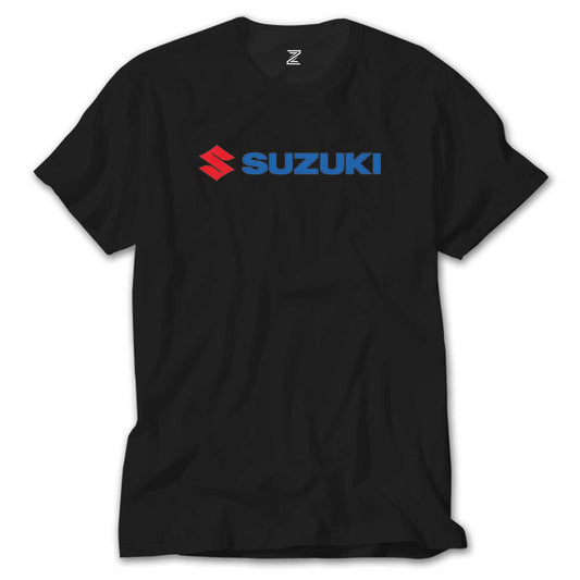 İndirimli Suzuki Motorcycle Logo Siyah Tişört