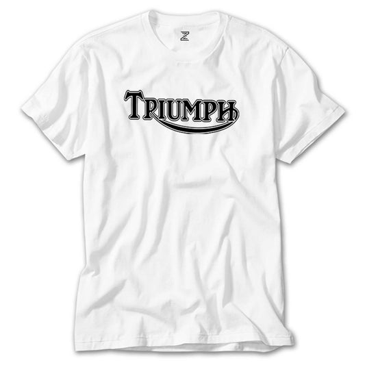 İndirimli Triumph Motorcycles Logo Beyaz Tişört