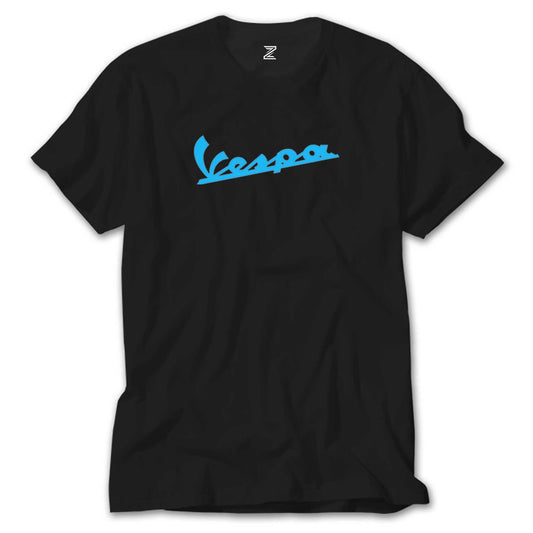 İndirimli Vespa Text Blue Siyah Tişört