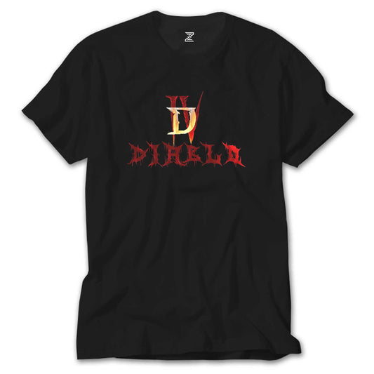 Diablo IV Logo ve Text Siyah Tişört