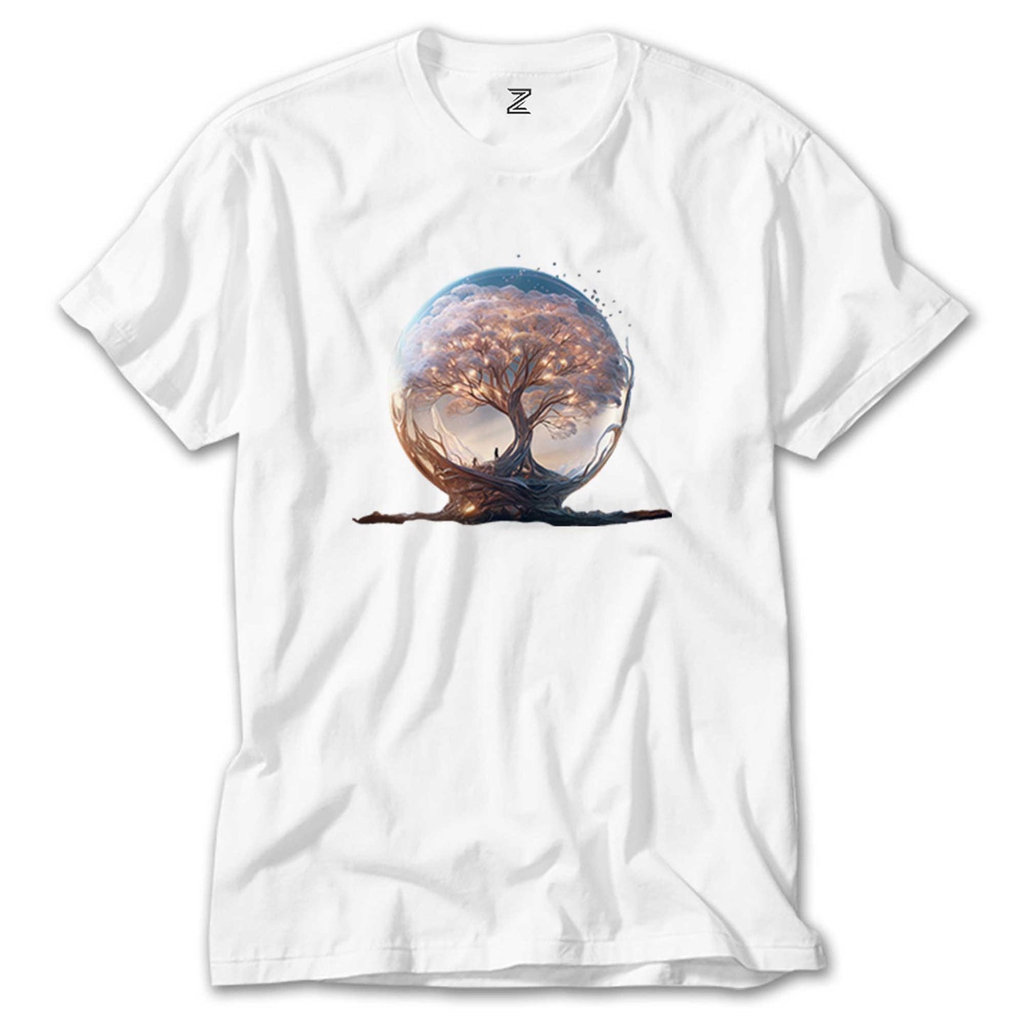 Tree Growing in Snow Gobe Beyaz Tişört