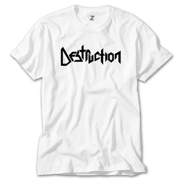 Destruction Text Beyaz Tişört