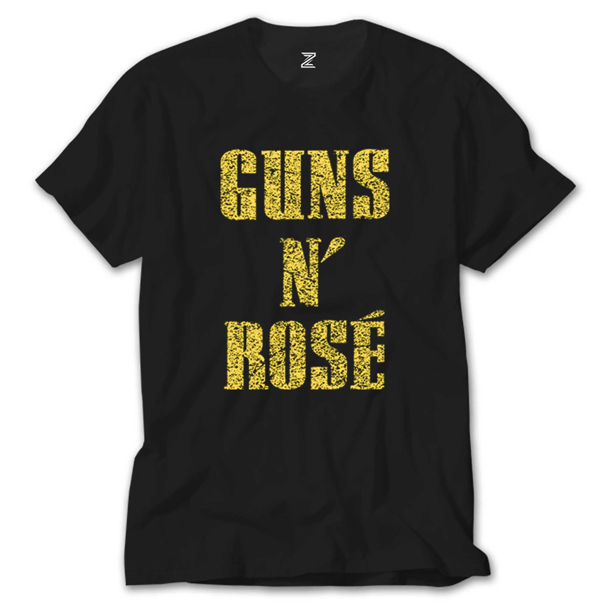 Guns N Rose Text Yellow Siyah Tişört
