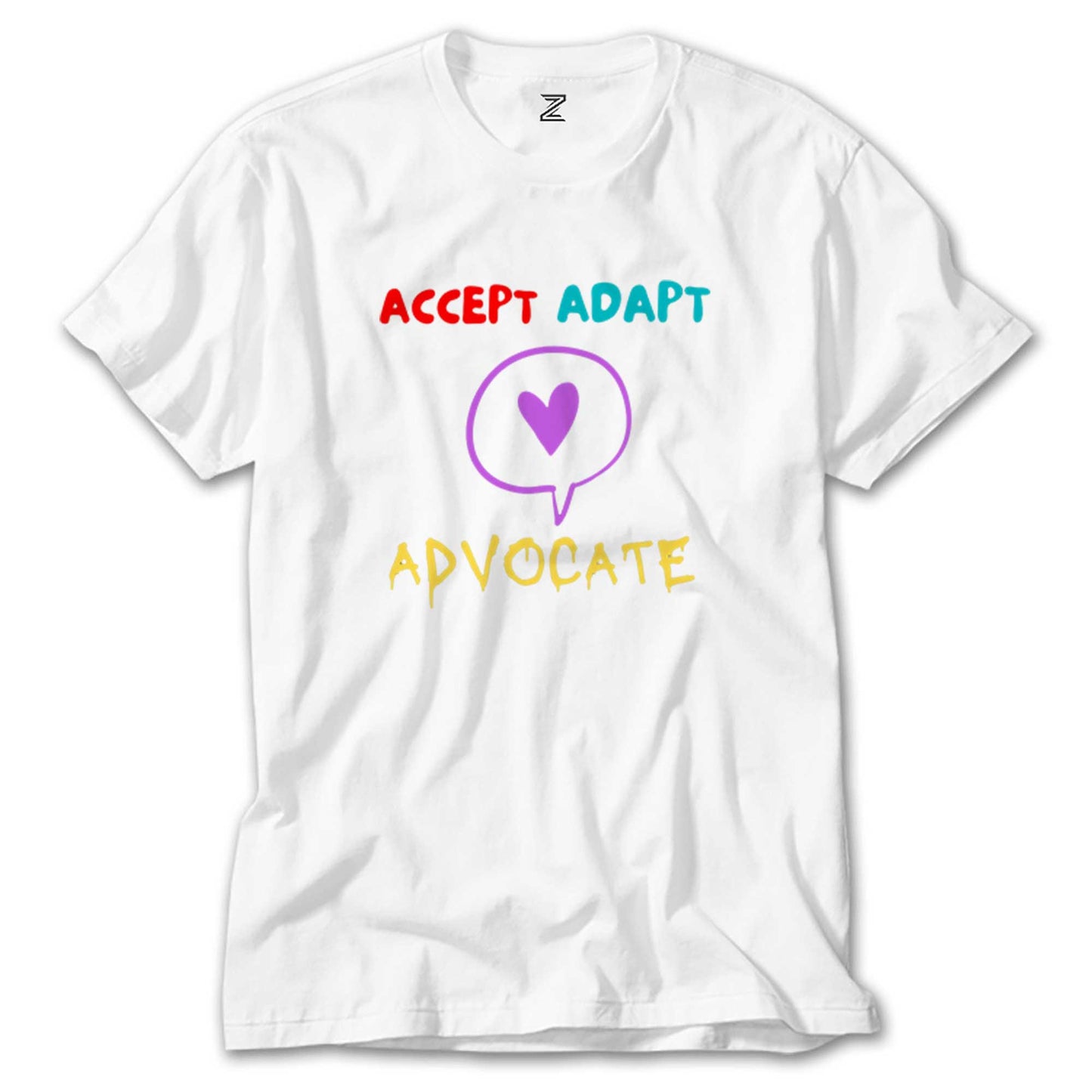 Accept Adapt Advocate Beyaz Tişört