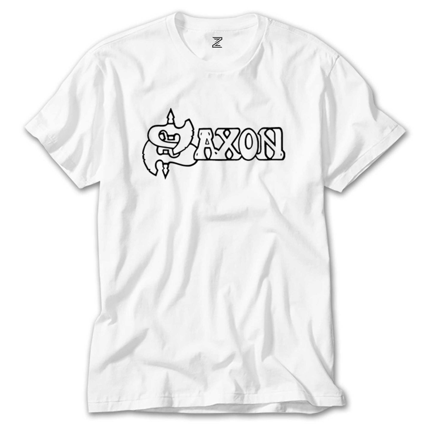 Saxon Logo Text Beyaz Tişört