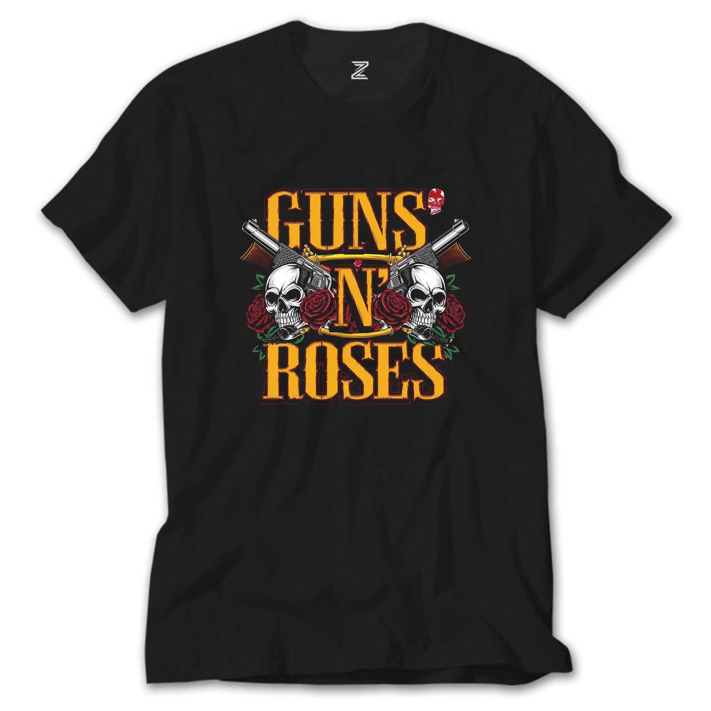 İndirimli Guns N Roses Text Skull Siyah Tişört