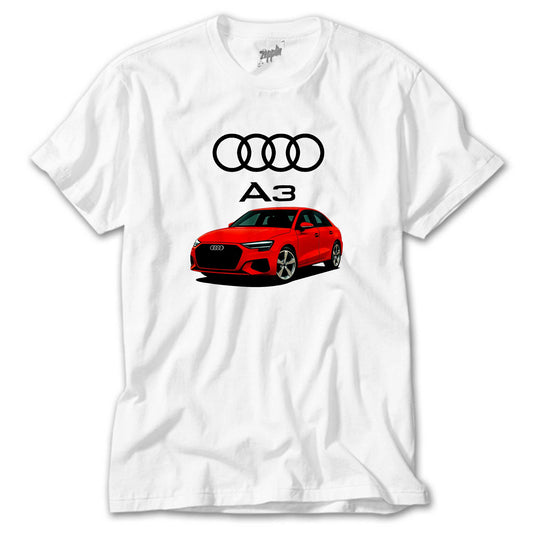 Audi A3 Text Logo Beyaz Tişört