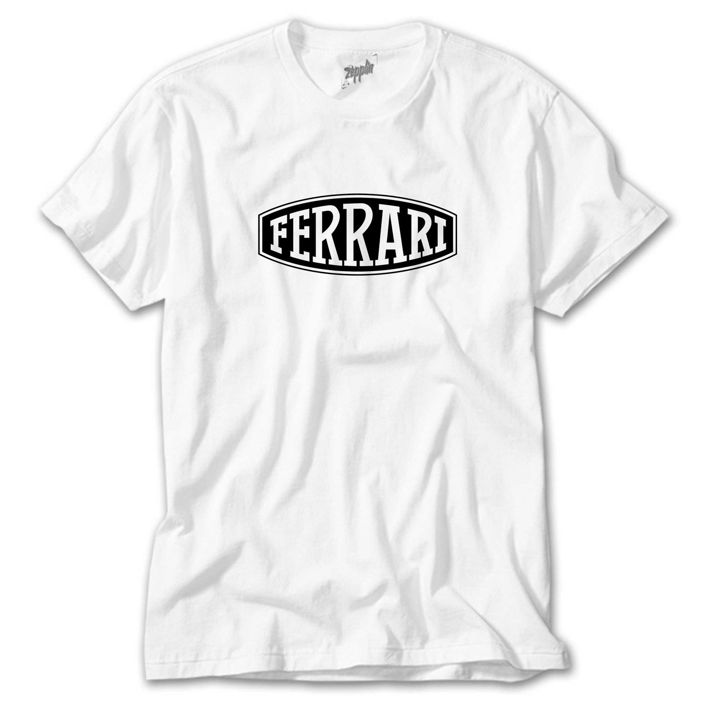 Ferrari Logo Text Beyaz Tişört