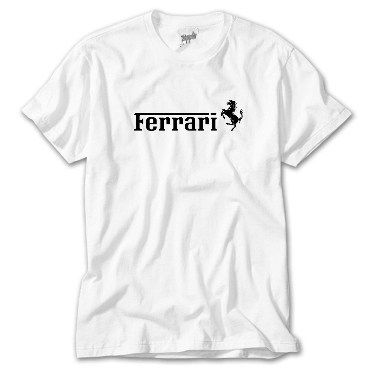 İndirimli Ferrari TeXT Logo Beyaz Tişört