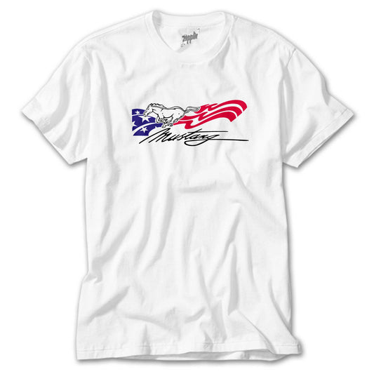 Mustang Amerika Beyaz Tişört