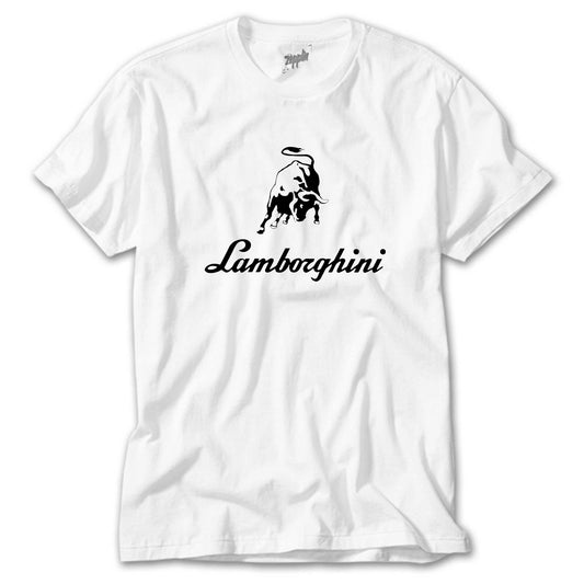 Lamborghini Text Logo Beyaz Tişört