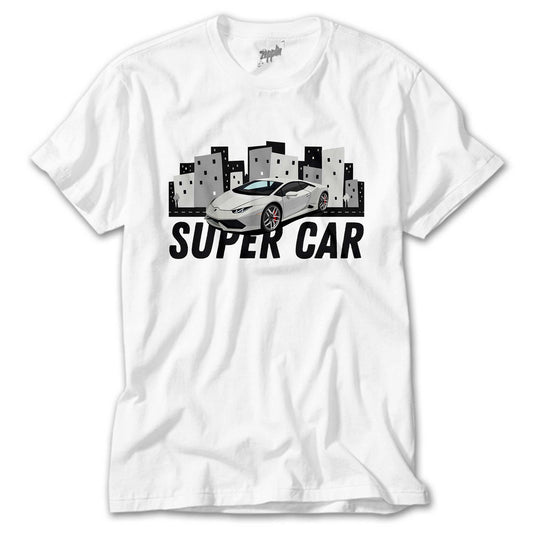 Süper Car Lamborghini Beyaz Tişört
