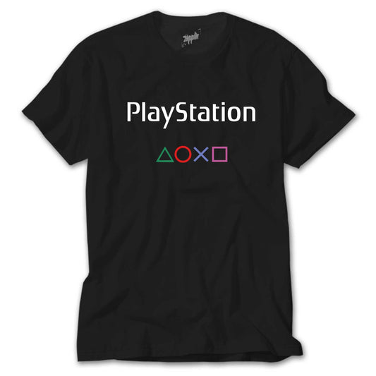 Playstation Text Consol Siyah Tişört