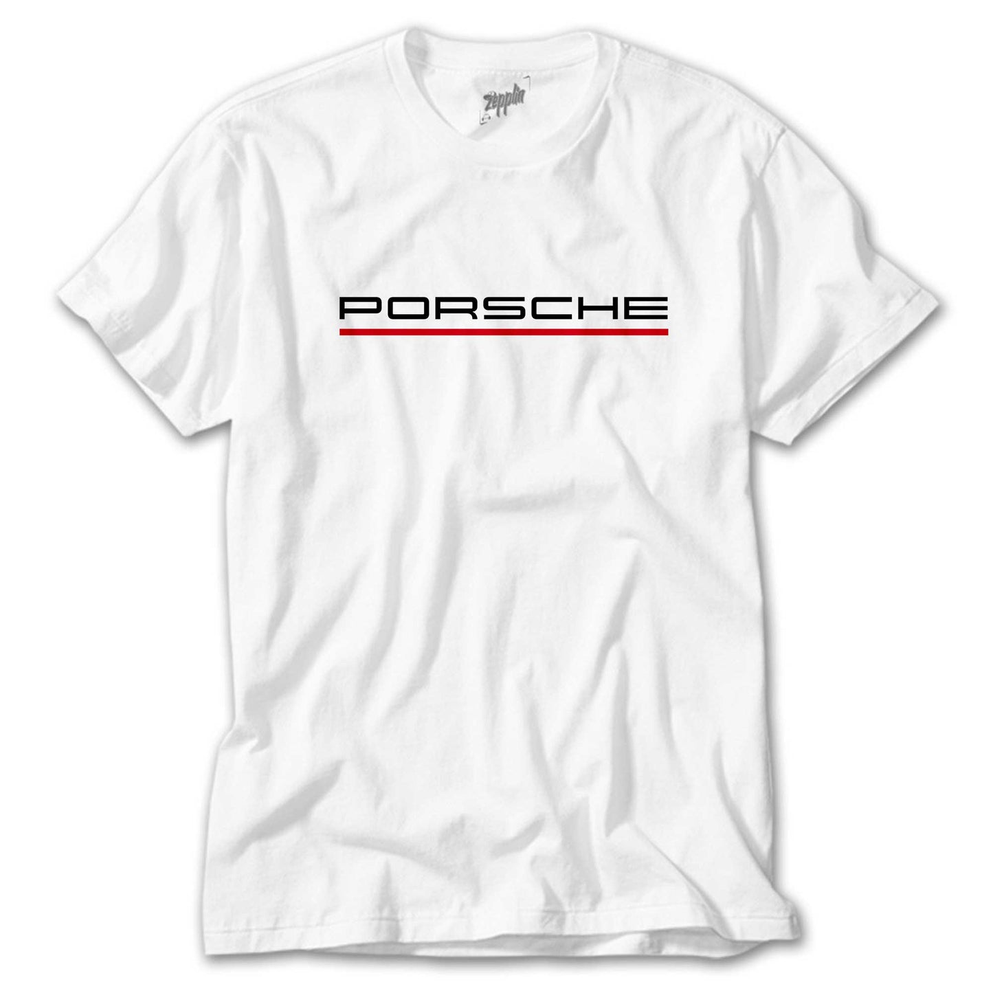 Porsche Text Red Beyaz Tişört