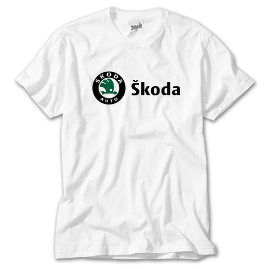 Skoda Text Logo Beyaz Tişört